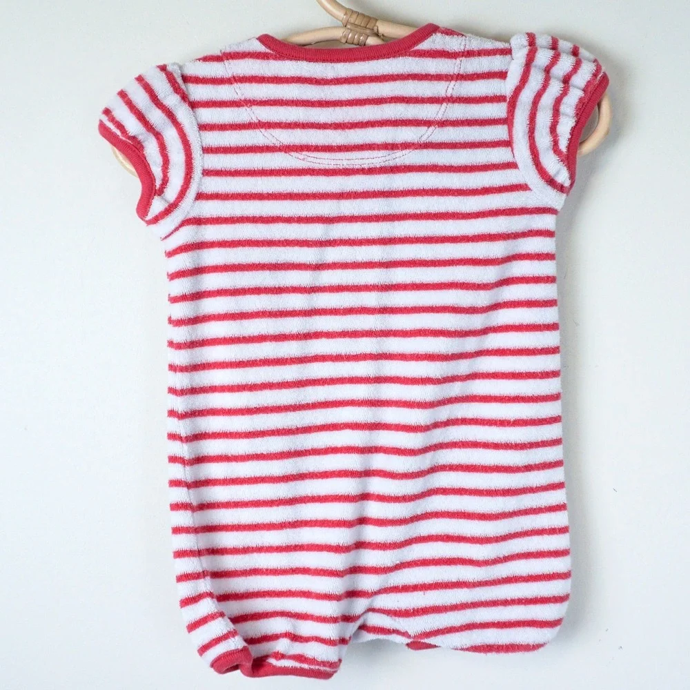 Baby Gap Terry Cloth Romper Newborn Red White Striped Swim Coverup